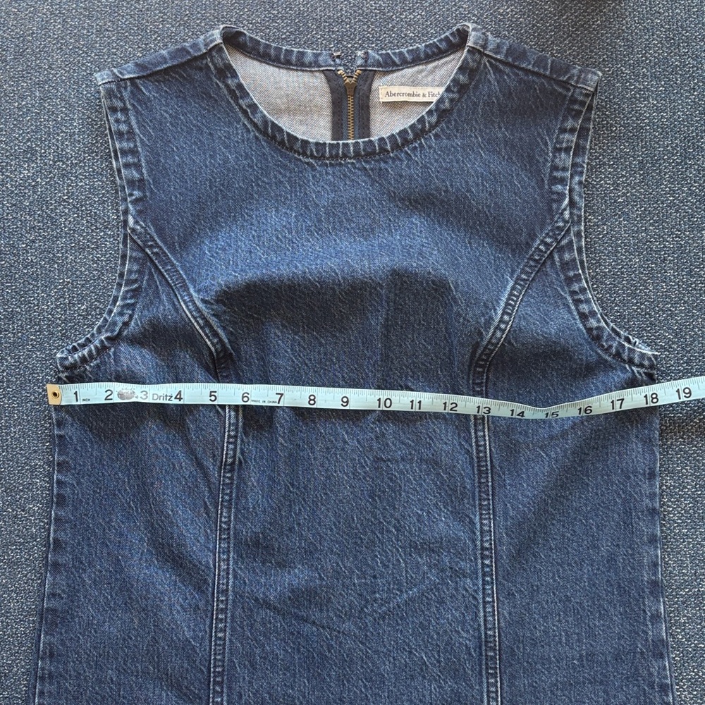 NWOT Abercrombie & Fitch: Denim Shift Mini Dress, Medium TALL, Medium Wash - Picture 5 of 9